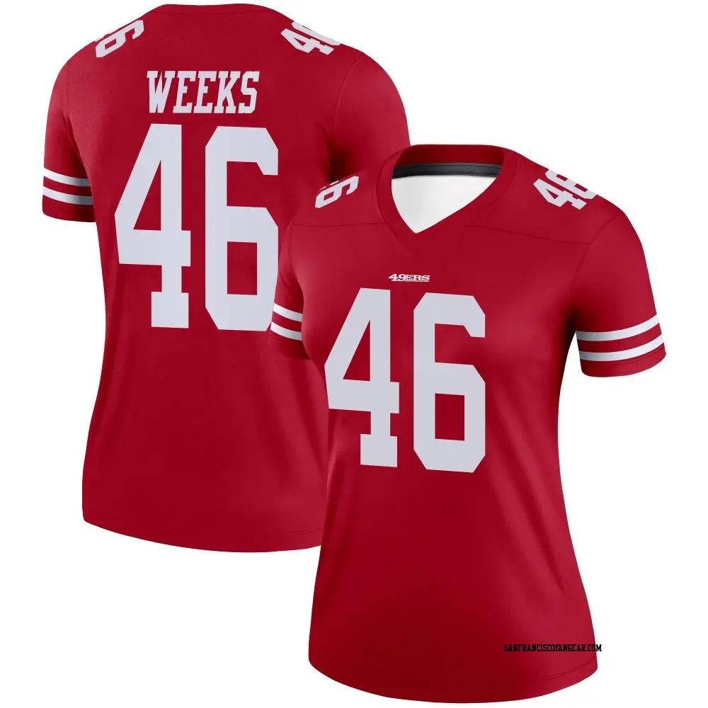 Legend Scarlet Women's Jon Weeks San Francisco 49ers Jersey