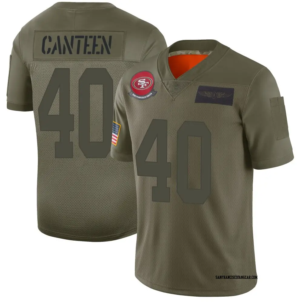 Limited Camo Youth Derrick Canteen San Francisco 49ers 2019 Salute to Service Jersey