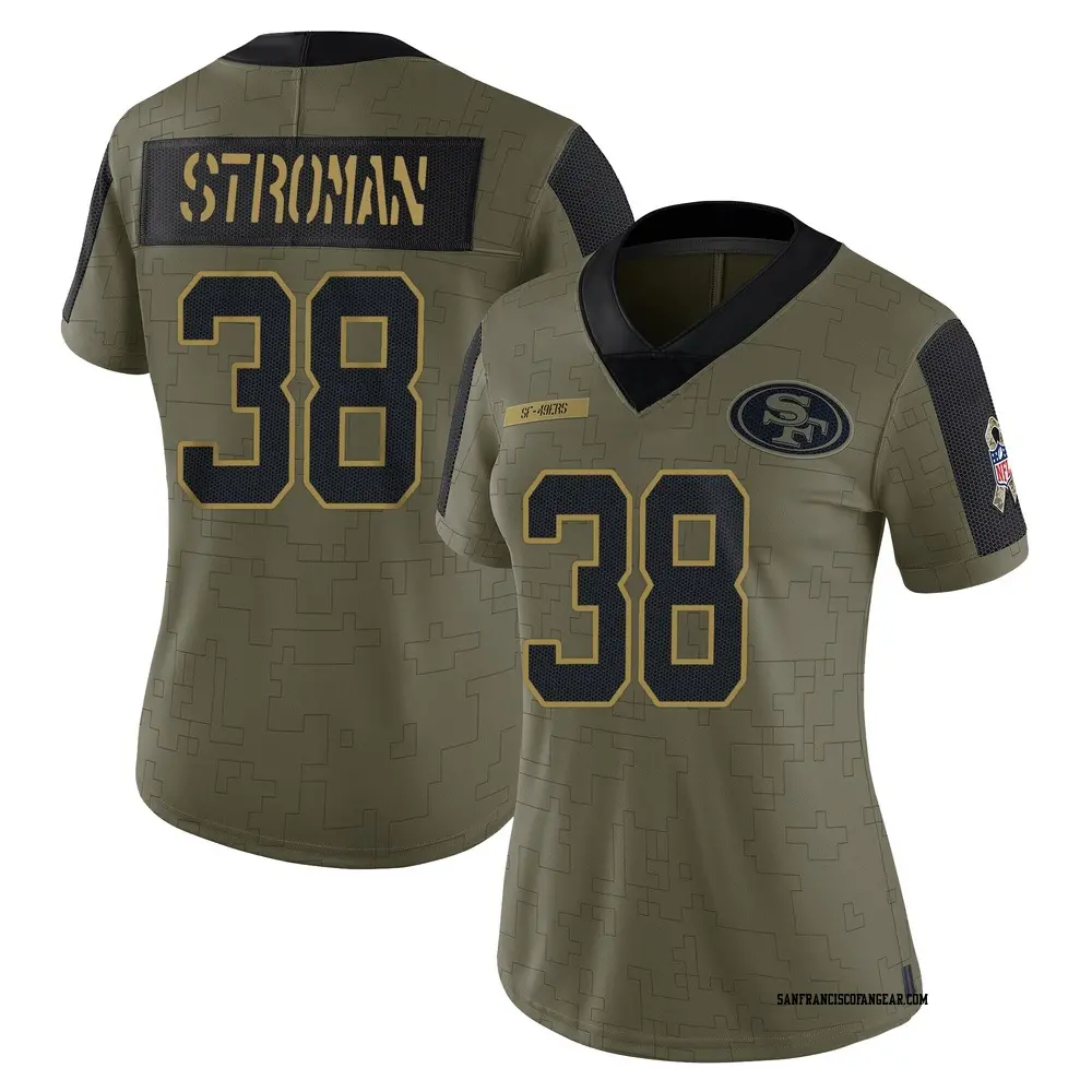 Limited Olive Women's Jalen Stroman San Francisco 49ers 2021 Salute To Service Jersey